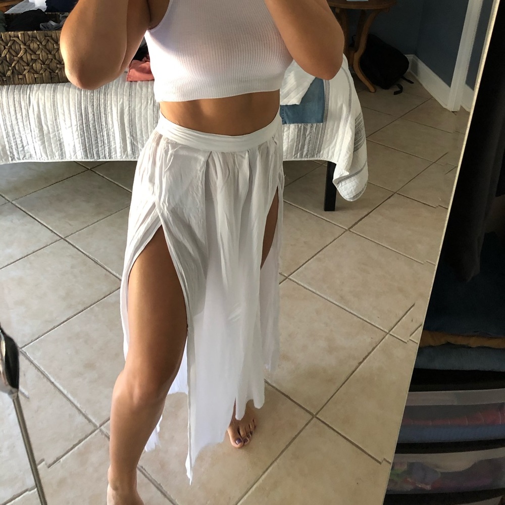 White beach coverup pants